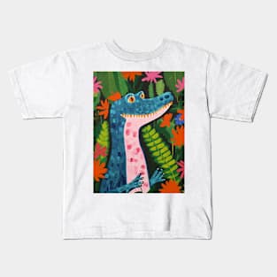 Crocodile and flowers Kids T-Shirt